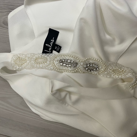 Lulus white dress with beaded detailing on straps - Picture 5 of 5